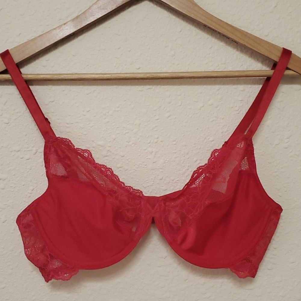 WACOAL SIMPLY SULTRY FULL FIGURE BRA SEXY, 36C, Red Lace